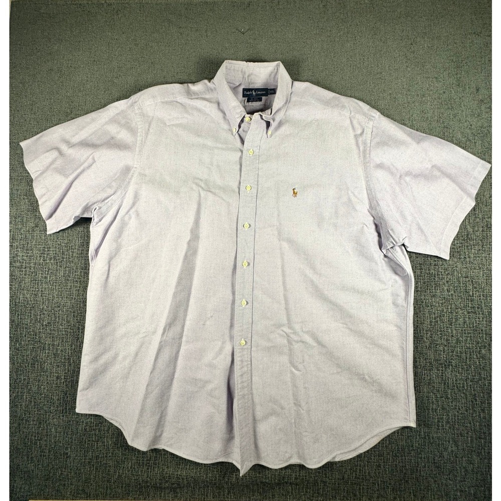 Ralph Lauren Blake Mens XXL Purple‎ Short Sleeve Oxford Button Down Flesh Pony